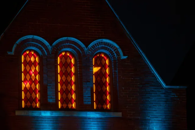 stained glass, blue light