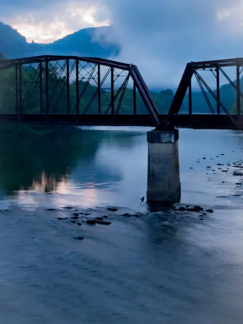 truss bridge, blue hour
